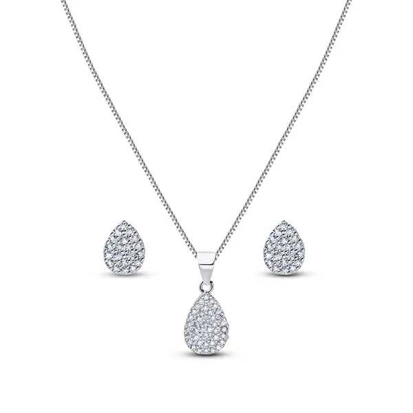 Conjunto Prata Leve Gota Cravejada