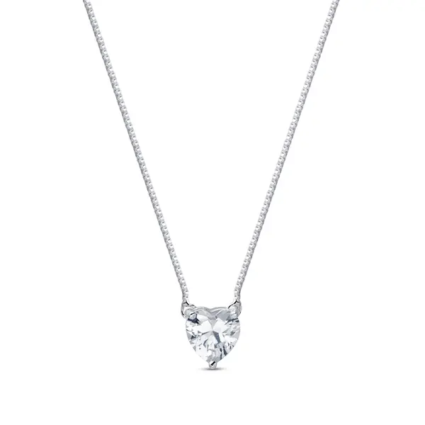 Conjunto Prata Leve Coração com Zircônia