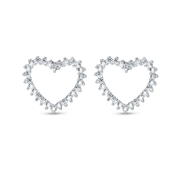 Conjunto Prata Leve Coração Vazado Cravejado