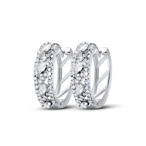 Brinco Prata Leve Argola Click com Zircônias Ovais