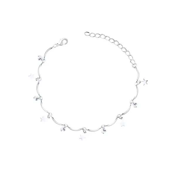 Pulseira Prata Leve Estrelas e Zircônias