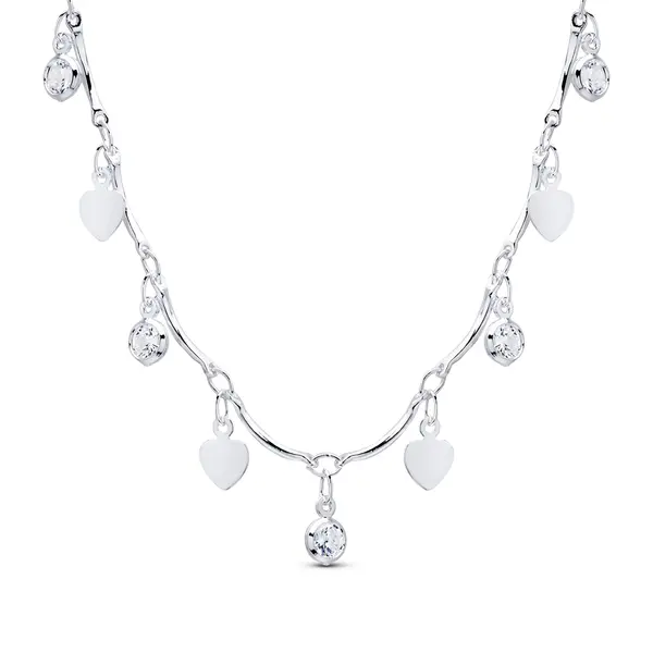 Gargantilha Prata Leve Corações e Zircônias