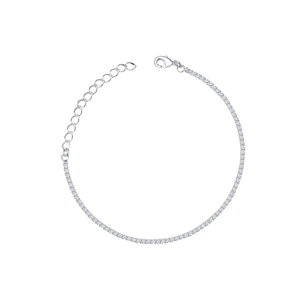 Pulseira Prata Leve Riviera Quadrada Pequena