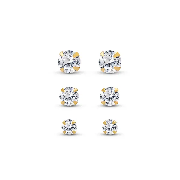 Brinco Top Folheado a Ouro 18k Trio Redondo