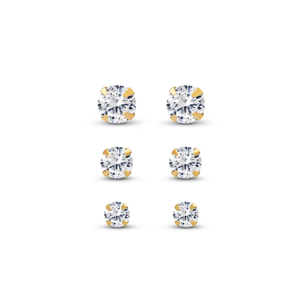 Brinco Top Folheado a Ouro 18k Trio Redondo