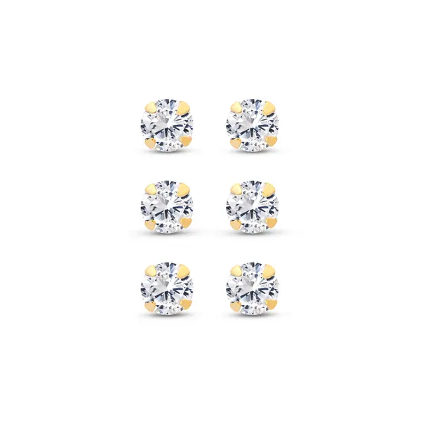 Brinco Folheado a Ouro 18k Trio Ponto Luz