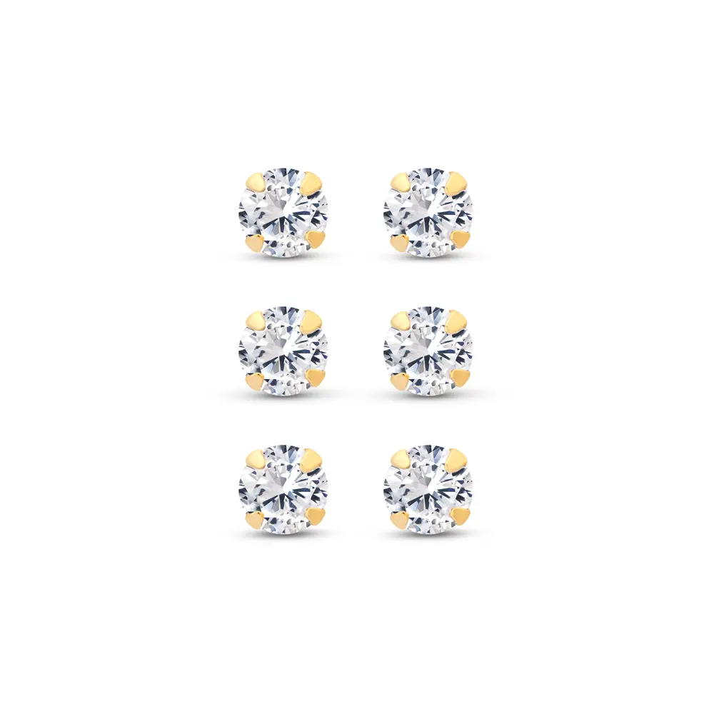 Brinco Folheado a Ouro 18k Trio Ponto Luz