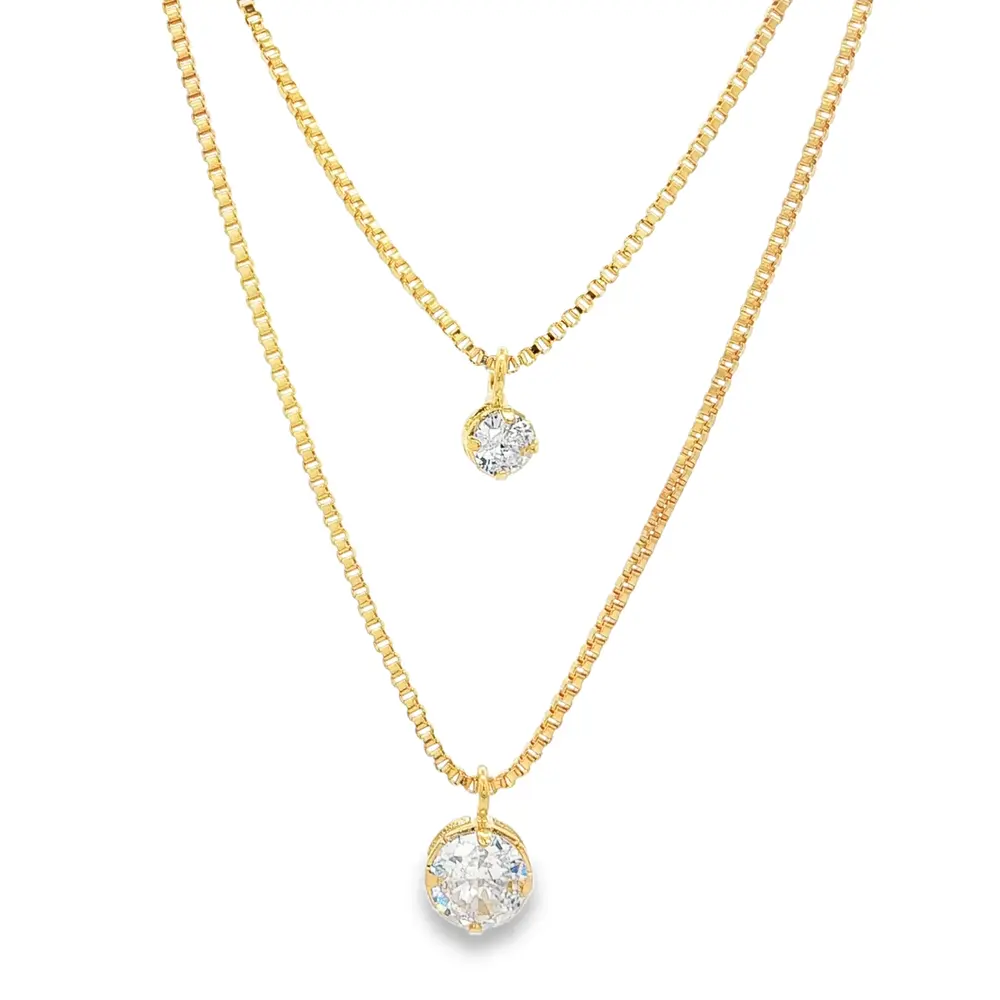 Gargantilha Folheado a Ouro 18k Dupla Ponto Luz