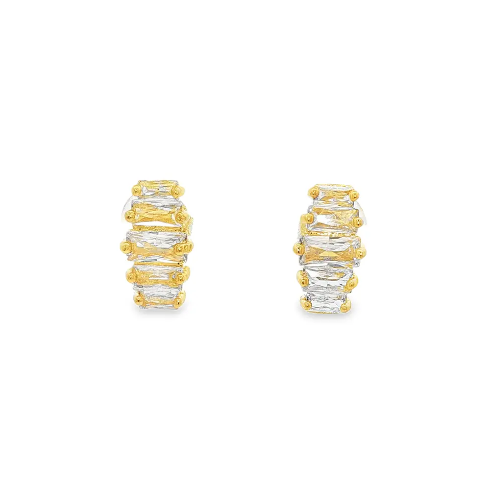 Brinco Folheado a Ouro 18k Zircônias Retangulares