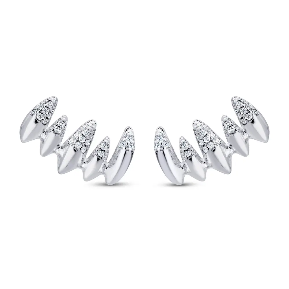 Brinco Prata Leve Garras com Zircônias