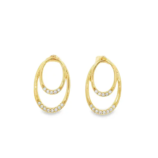 Brinco Folheado a Ouro 18k Oval Duplo com Zircônias