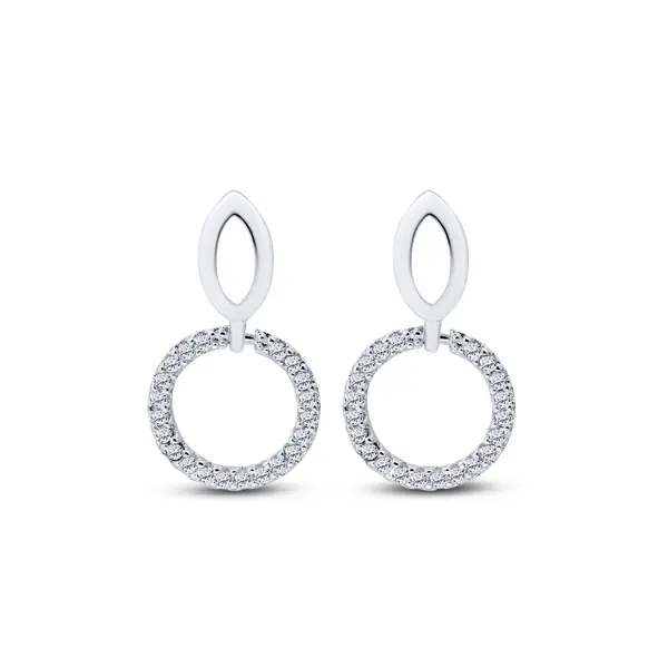 Brinco Prata Leve Círculo Cravejado