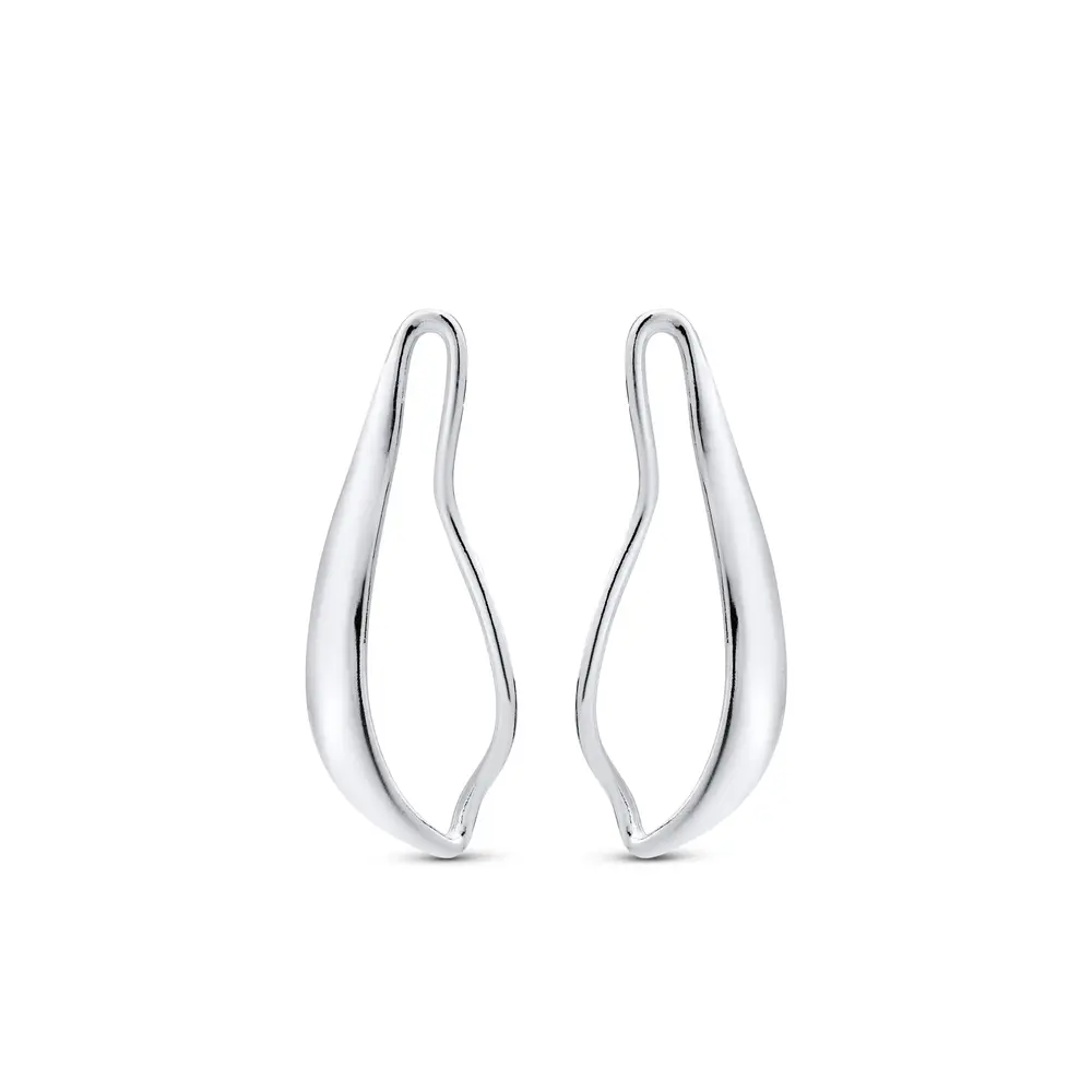 Brinco Prata Leve Gota Orgânica Vazada