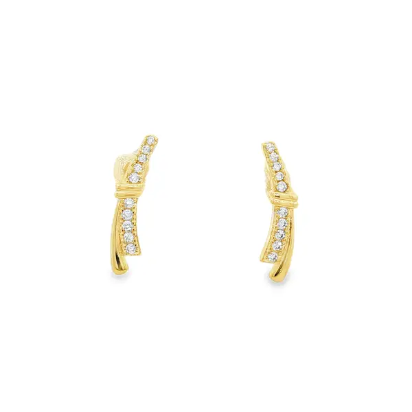 Brinco Folheado a Ouro 18k Barra com Zircônia