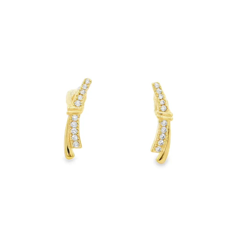 Brinco Folheado a Ouro 18k Barra com Zircônia