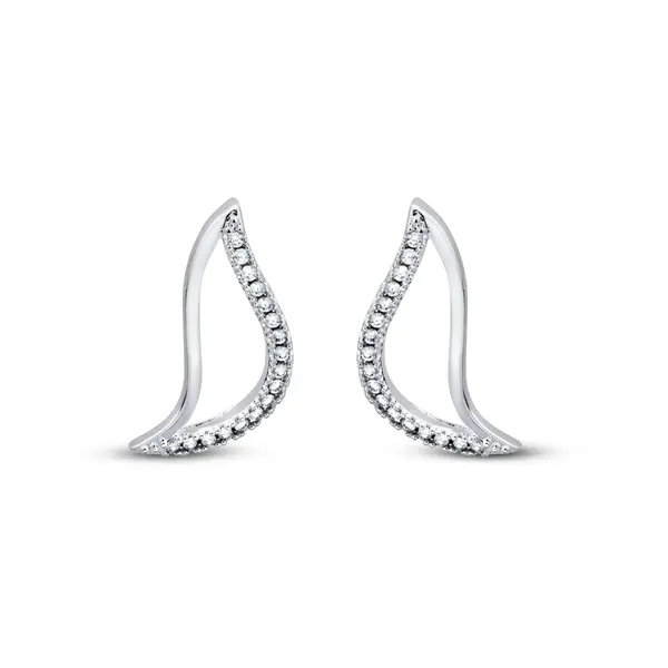 Brinco Prata Leve Harpa com Zircônias