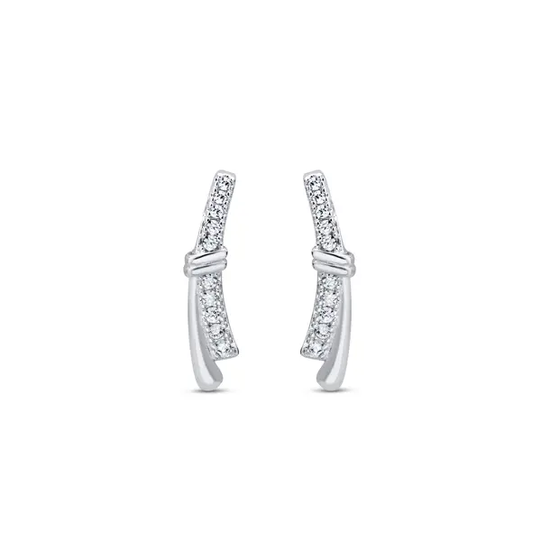 Brinco Prata Leve Barra com Zircônia