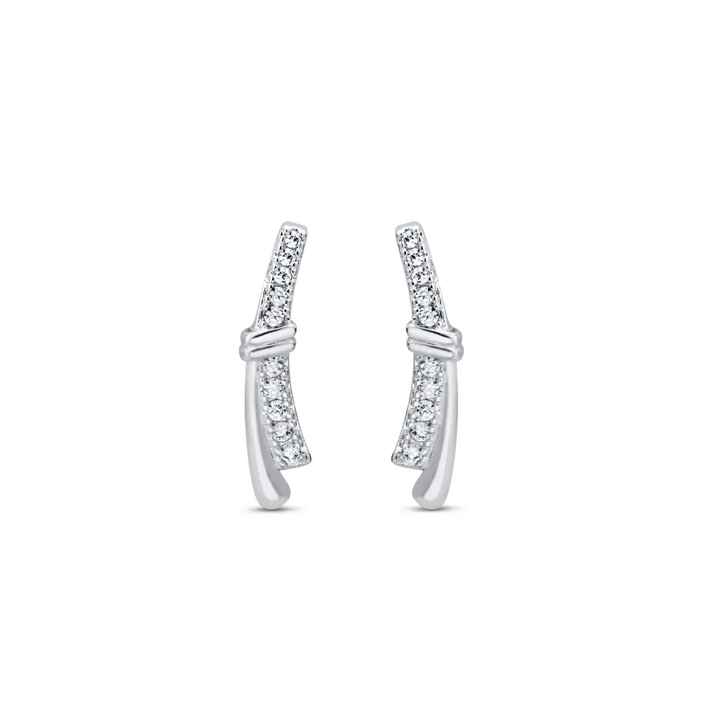 Brinco Prata Leve Barra com Zircônia