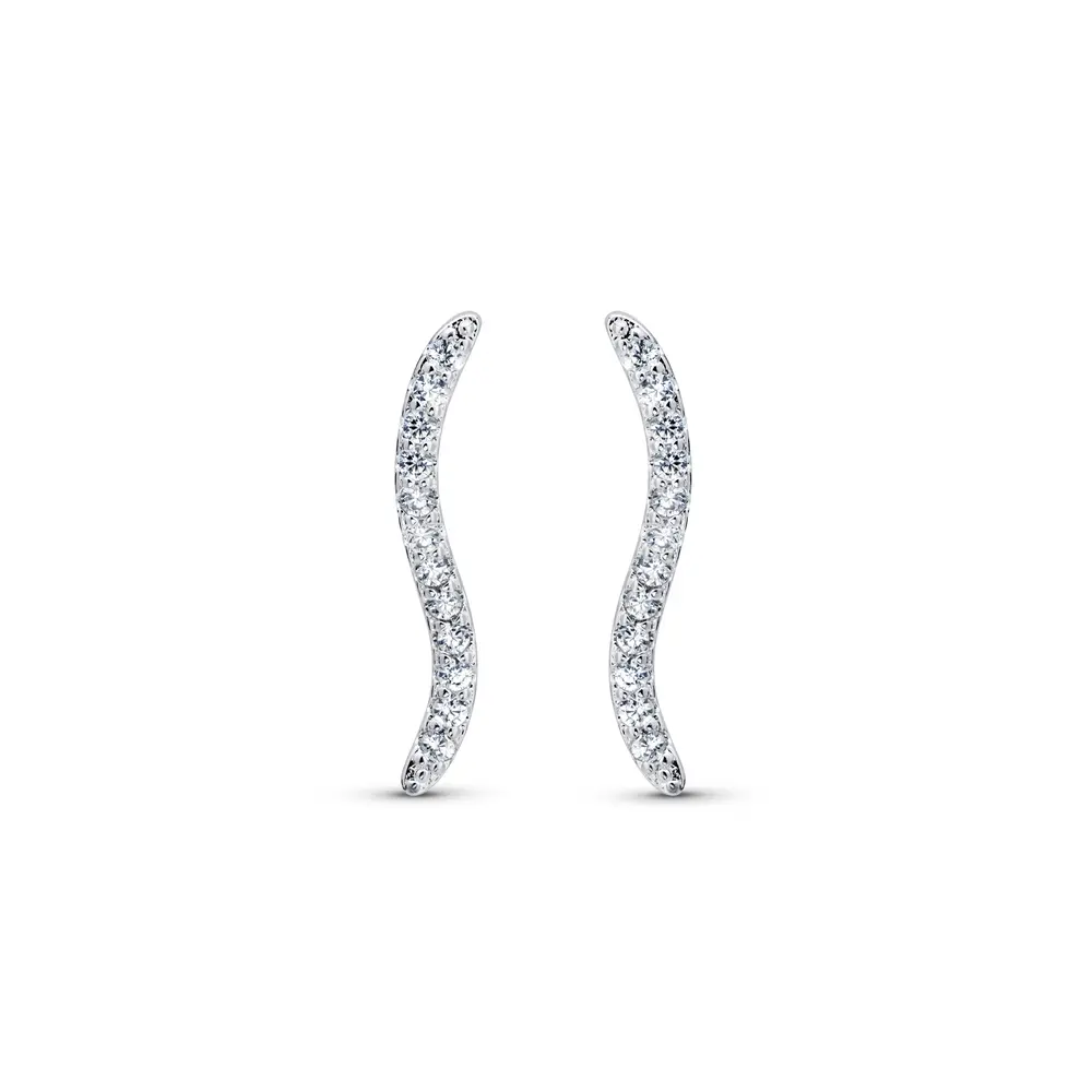 Brinco Prata Leve Fio com Zircônias