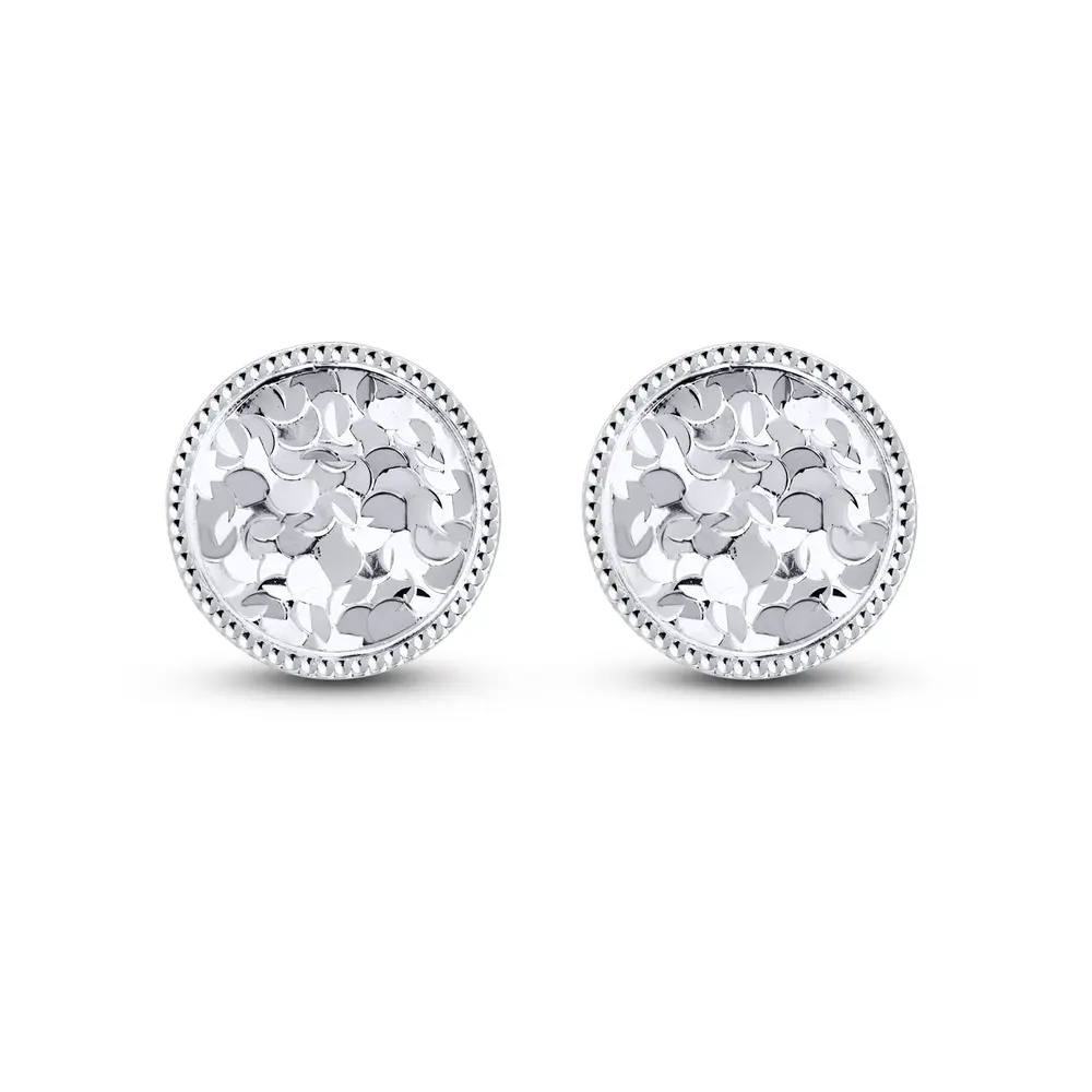 Brinco Prata Leve Redondo com Brilhos