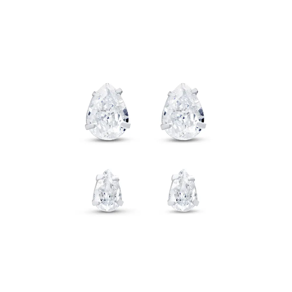 Brinco Prata Leve Duplo Gotas