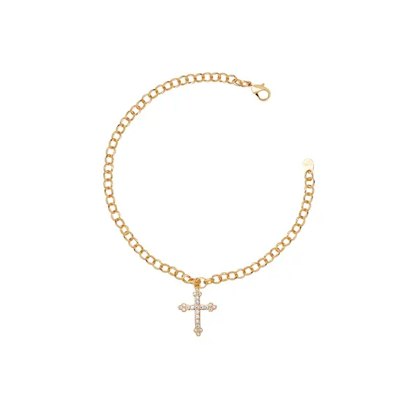 Pulseira Folheado a Ouro 18k Pingente Cruz