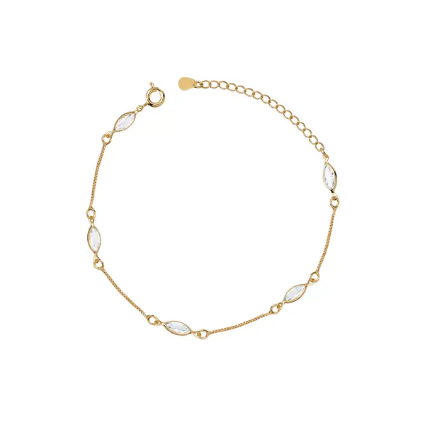 Pulseira Folheado a Ouro 18k Zircônias Navete