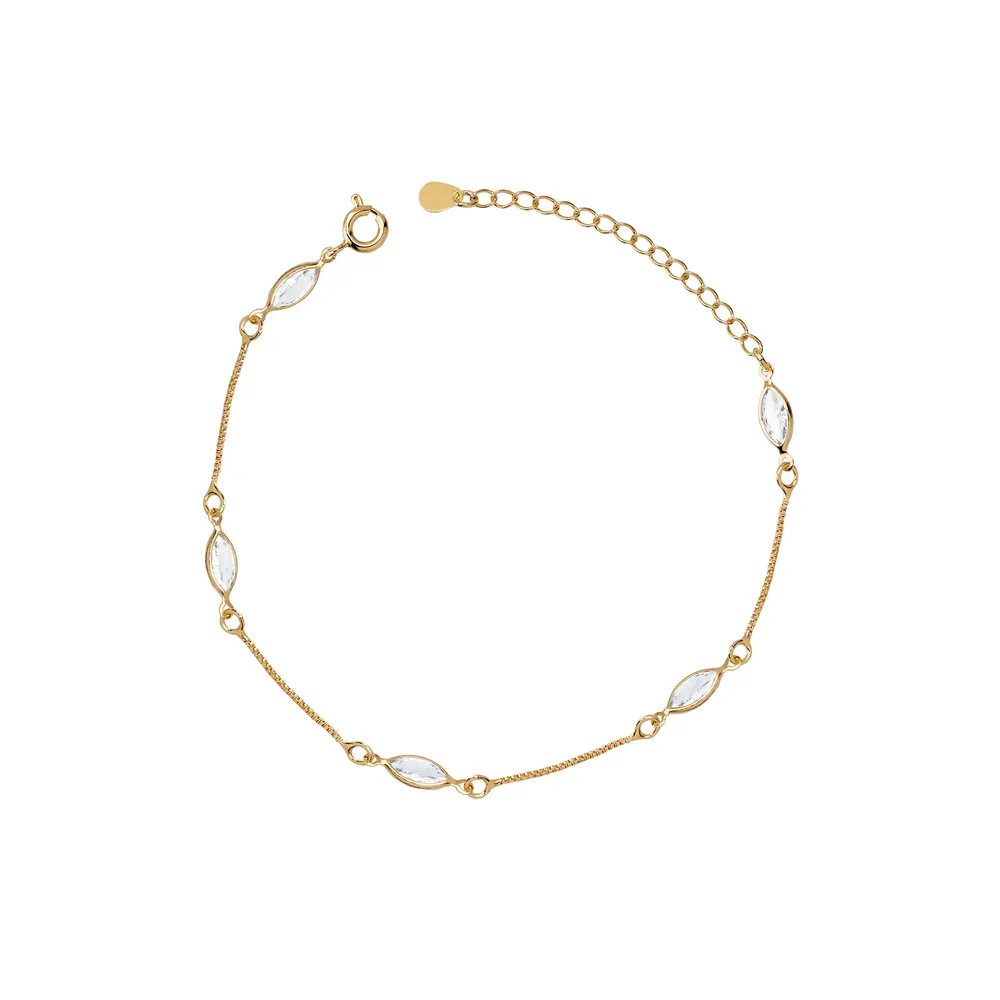 Pulseira Folheado a Ouro 18k Zircônias Navete