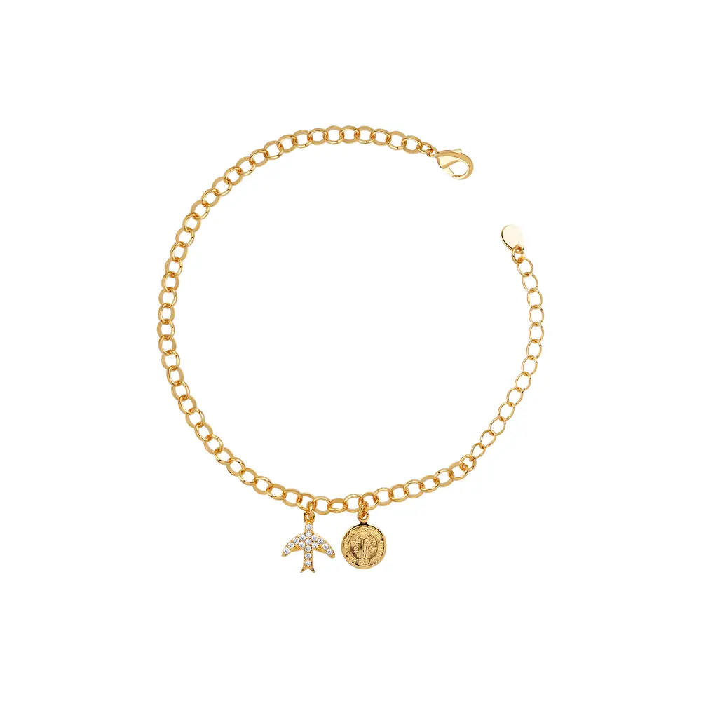 Pulseira Folheado a Ouro 18k São Bento e Espírito Santo