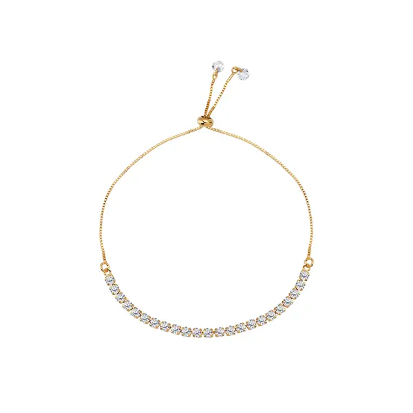 Pulseira Folheado a Ouro 18k Riviera Redonda Fecho Silicone