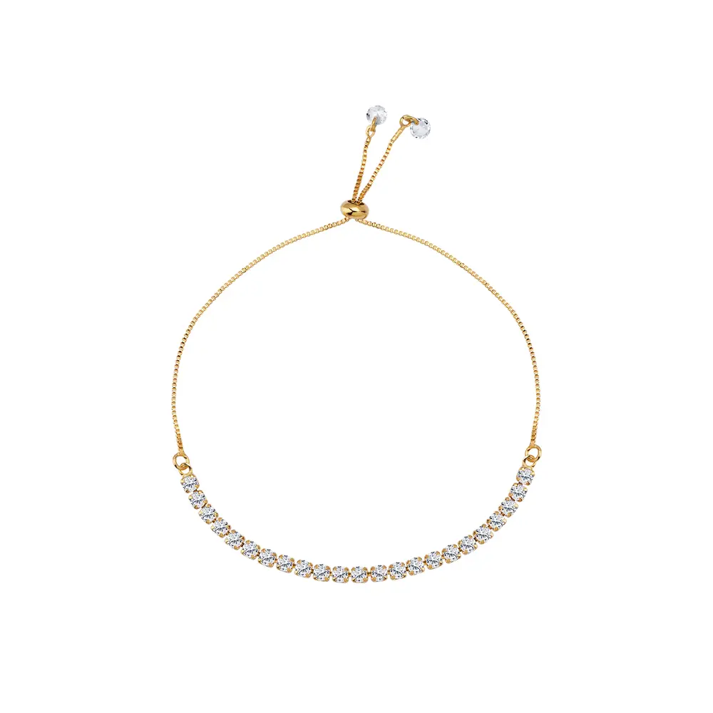 Pulseira Folheado a Ouro 18k Riviera Redonda Fecho Silicone