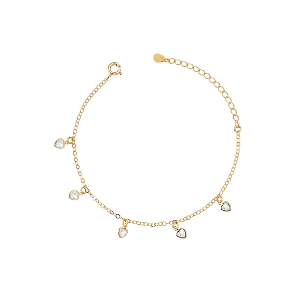 Pulseira Folheado a Ouro 18k Mini Corações Zircônias