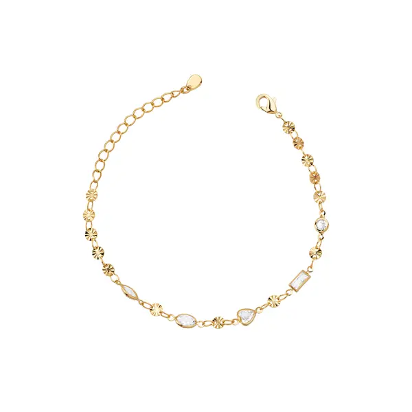 Pulseira Folheado a Ouro 18k Zircônias e Plaquinhas