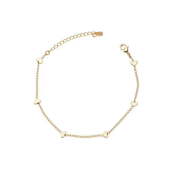 Pulseira Folheado a Ouro 18k Mini Corações Lisos