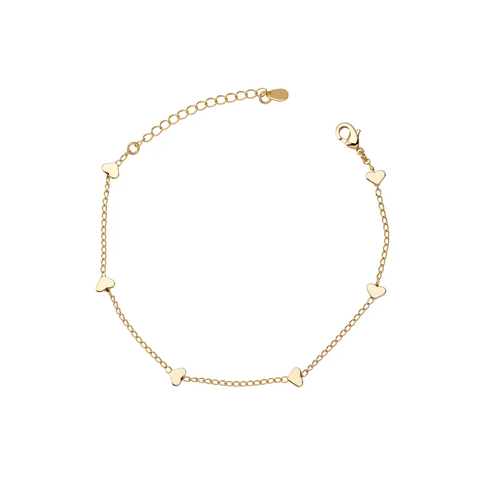 Pulseira Folheado a Ouro 18k Mini Corações Lisos