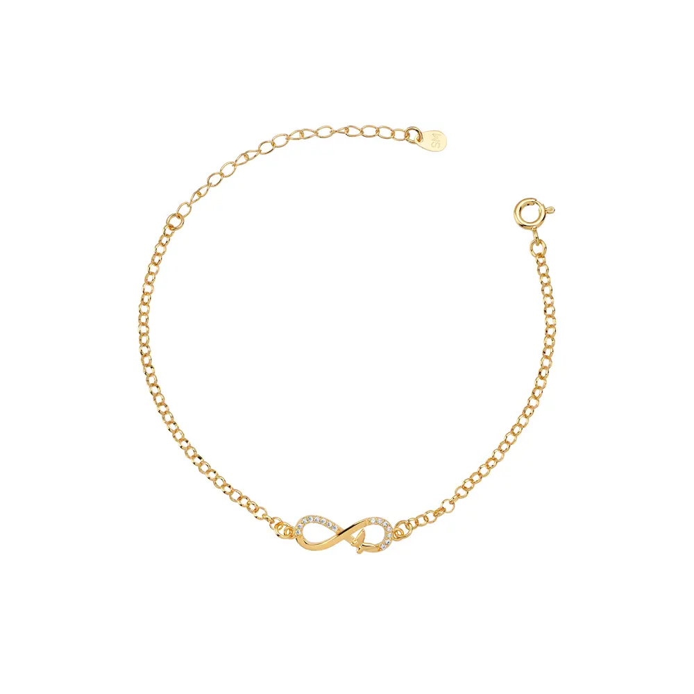 Pulseira Folheado a Ouro 18k Infinito com Borboleta