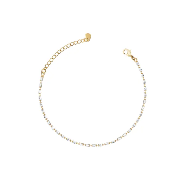 Pulseira Folheado a Ouro 18k Riviera Zircônias Retangulares