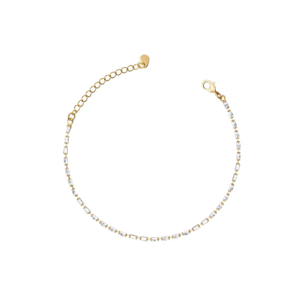 Pulseira Folheado a Ouro 18k Riviera Zircônias Retangulares