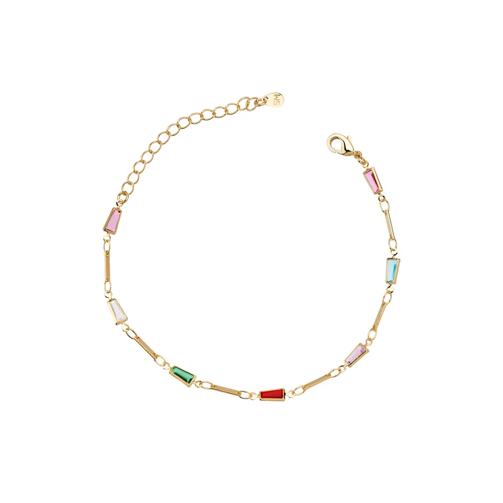 Pulseira Folheado a Ouro 18k Zircônias Coloridas