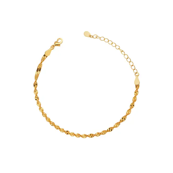 Pulseira Folheado a Ouro 18k Malha Singapura