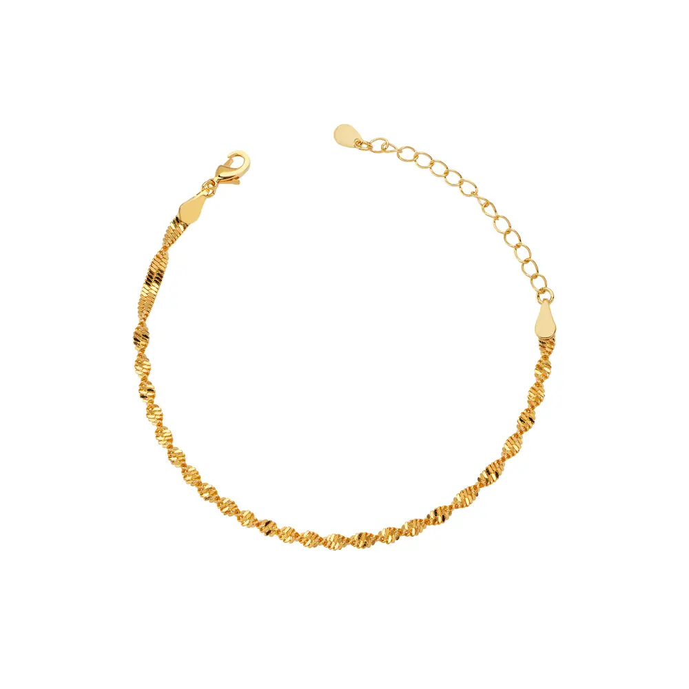 Pulseira Folheado a Ouro 18k Malha Singapura