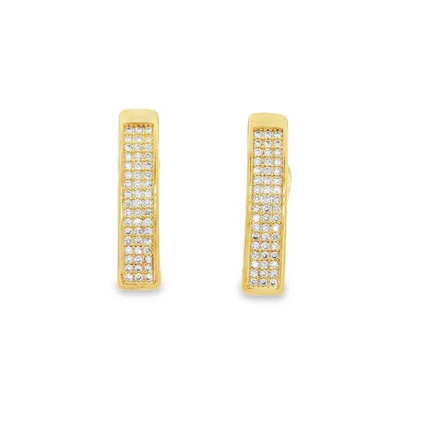 Brinco Folheado a Ouro 18k Barra com Zircônias