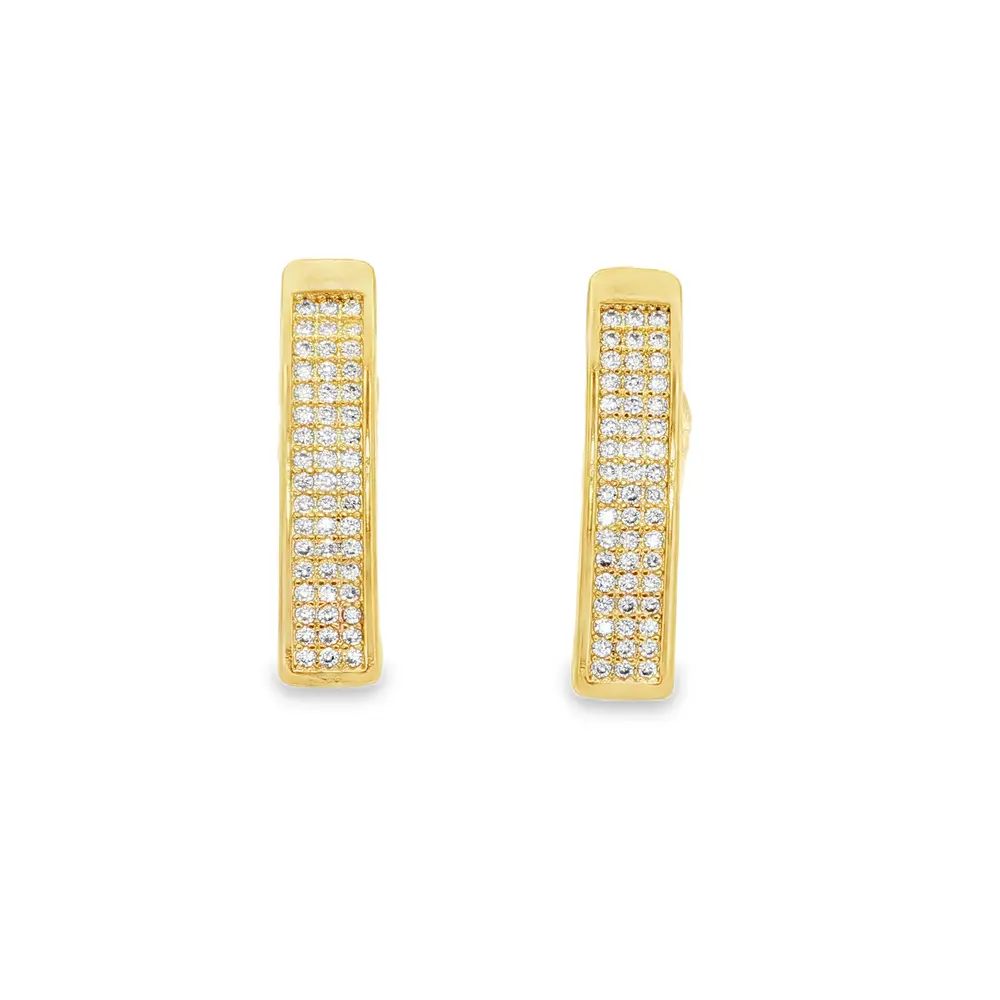 Brinco Folheado a Ouro 18k Barra com Zircônias