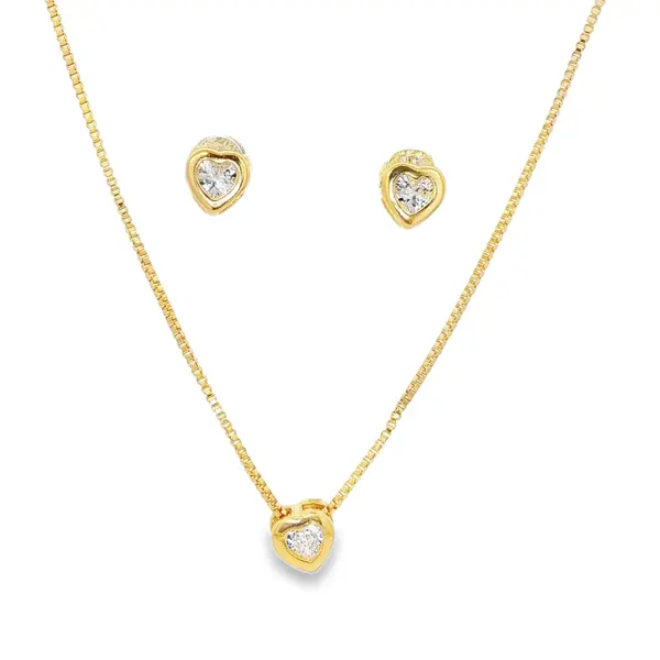 Conjunto Folheado a Ouro 18k Coração Caixa Alta PP