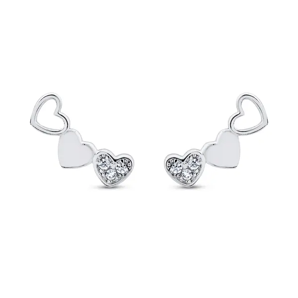 Brinco Prata Leve Três Corações