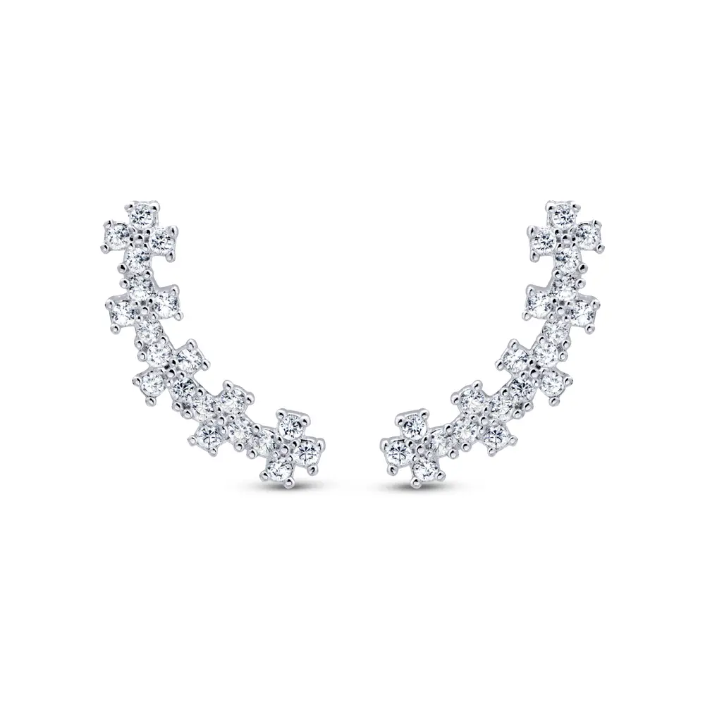 Brinco Prata Leve Mini Flores