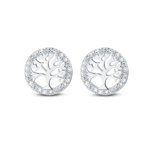 Brinco Prata Leve Árvore da Vida em Zircônia
