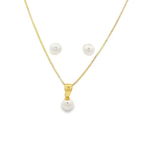 Conjunto Folheado a Ouro 18k Pérola PP