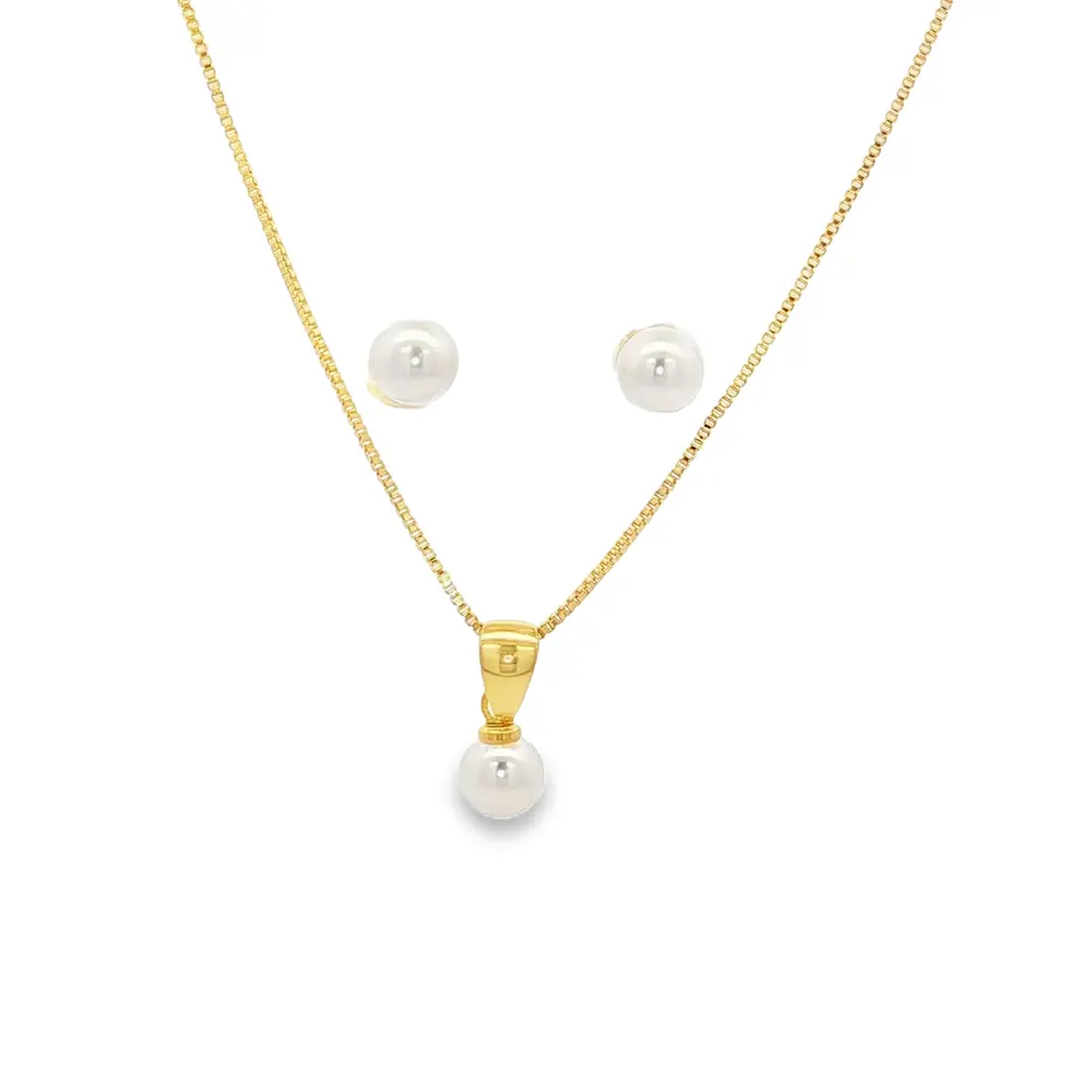 Conjunto Folheado a Ouro 18k Pérola PP