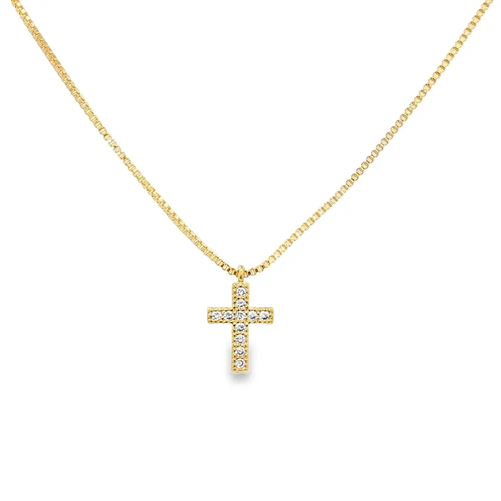 Gargantilha Folheado a Ouro 18k Pingente Cruz P